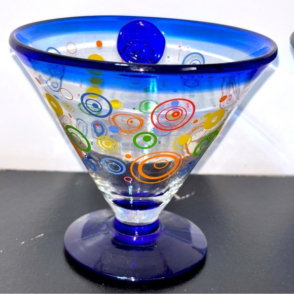 Hand Blown Margarita Martini Bar Glass Kosta Boda Royal Carribean Swirl Glass - Picture 1 of 5